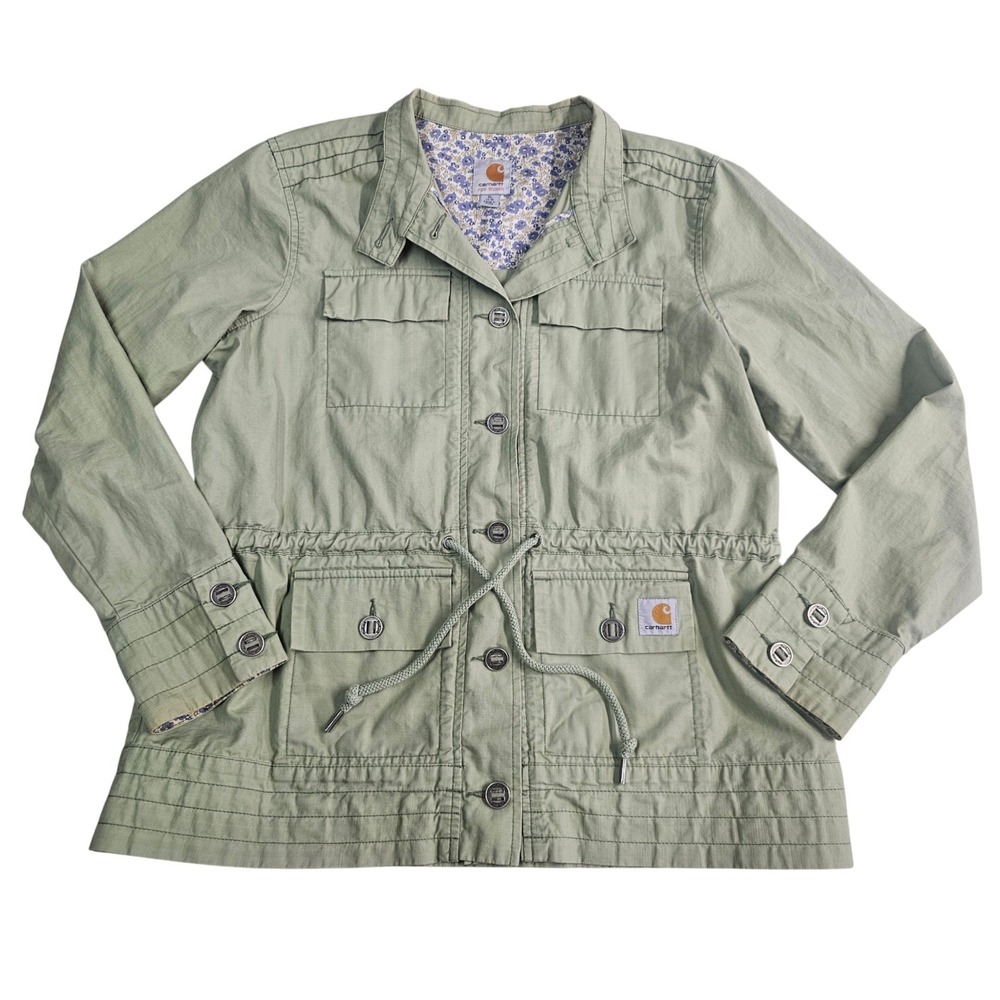 Carhartt Women XL Sage Green Utility Field Jacket Floral Lining WJ025 WIL